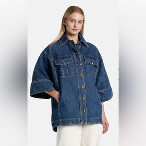 Luisa Spagnoli Denim Pea Coat in a size small